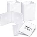 Sabary Clear 25 Pack 10.4mm Standard Double Cd Jewel Case Plastic Double 2 Disc Capacity with Two Disc Hubs DVD Cd Case Disks Cover for Protection Replacement