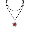 Sacina Gothic Emo Grunge Sun Choker, Black Bead Choker Necklace, Black Jewelry, Gothic Goth Necklace, Halloween Christmas Jewelry Gift for Women