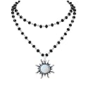 Sacina Gothic Emo Grunge Sun Choker, Black Bead Choker Necklace, Black Jewelry, Gothic Goth Necklace, Halloween Christmas Jewelry Gift for Women