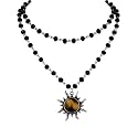 Sacina Gothic Emo Grunge Sun Choker, Black Bead Choker Necklace, Black Jewelry, Gothic Goth Necklace, Halloween Christmas Jewelry Gift for Women