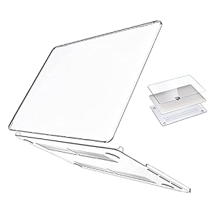 saco case compatible for macbook air 15153-inch 2026-2023 m5 a3448 m4 a3241 m3 a3114 m2 a2941  plastic hard shell cover with liquid retina display amp touch id crystal clear protective case