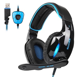 sades sa902 71 usb surround sound pc headsets over-ear gaming headphones with microphone led light