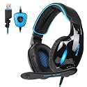 SADES SA902 7.1 USB Surround Sound PC Headsets Over-Ear Gaming Headphones with Microphone LED Light