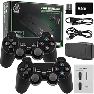 sadhwanis wireless console game stick video game console built-in 15000 classic games 8 bit mini retro controller hdmi output dual player-4k ultra standard edition black
