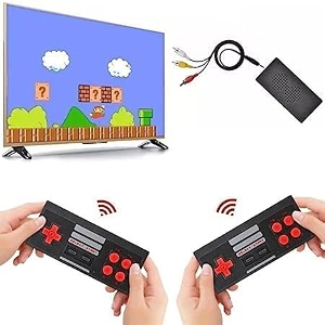 sadhwanis tv video game set for tv gaming 2 player wireless extreme mini game box with classic inbuilt game like super mario bros contra double dragon 2 duck hunt f1 race etc black