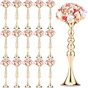 Sadnyy 16 Pcs Gold Metal Flower Vase, 16.9 Inch Wedding Table Centerpiece