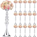 Sadnyy 16 Pcs Silver Metal Flower Vase, 16.9 Inch Wedding Table Centerpiece