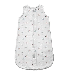 sleeping bag soft cozy cotton muslin sleeping sack pod wearable blanket for newborn babies and infants portable no need for extra cover 0-6m 68x52 cms rainbow small