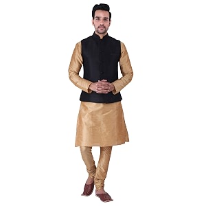 Sadree Silk Mens Kurta Pajama Waistcoat or