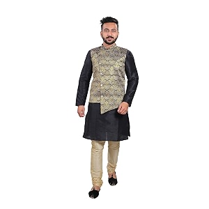 Sadree Silk Mens Kurta Pajama Waistcoat or