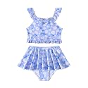 Saeaby Toddler Little Girls Swimsuit Summer Halter Ruched Tankini 2 Piece Bathing Suit for Girl Beach Swimwear 3-8Y
