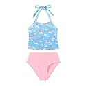 Saeaby Toddler Little Girls Swimsuit Summer Halter Ruched Tankini 2 Piece Bathing Suit for Girl Beach Swimwear 3-8Y