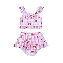 Saeaby Toddler Little Girls Swimsuit Summer Halter Ruched Tankini 2 Piece Bathing Suit for Girl Beach Swimwear 3-8Y