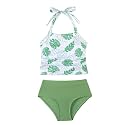 Saeaby Toddler Little Girls Swimsuit Summer Halter Ruched Tankini 2 Piece Bathing Suit for Girl Beach Swimwear 3-8Y