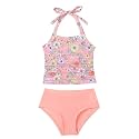 Saeaby Toddler Little Girls Swimsuit Summer Halter Ruched Tankini 2 Piece Bathing Suit for Girl Beach Swimwear 3-8Y