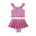 Saeaby Toddler Little Girls Swimsuit Summer Halter Ruched Tankini 2 Piece Bathing Suit for Girl Beach Swimwear 3-8Y