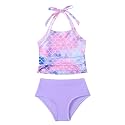 Saeaby Toddler Little Girls Swimsuit Summer Halter Ruched Tankini 2 Piece Bathing Suit for Girl Beach Swimwear 3-8Y