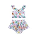 Saeaby Toddler Little Girls Swimsuit Summer Halter Ruched Tankini 2 Piece Bathing Suit for Girl Beach Swimwear 3-8Y