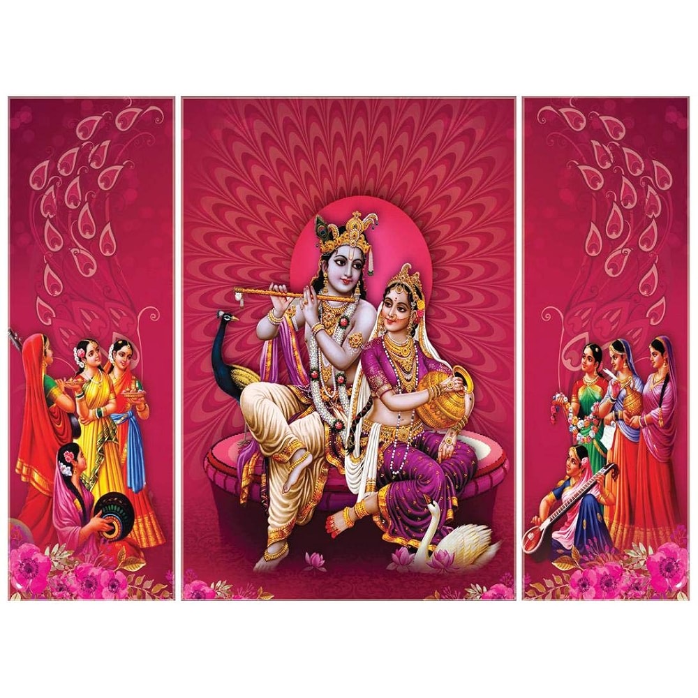Radha Rani Set SAF paintings 6MM Radha Krishna Set of 3 Panel Digital Reprint 12 inch ...