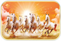 saf 7 Running Horses Sparkle Glossy Round Golden Framed Large Painting Digital Reprint 12 inch x 20 inch Painting