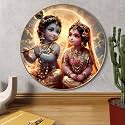 SAF Baby Radha Krishna Round Art Print