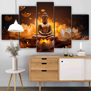 saf buddha wall painting  5 panel divine art  spiritual home dcor pack of 5
