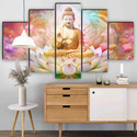 saf Buddha Wall Painting | 5 Panel Divine Art | Spiritual Home Décor Pack of 5