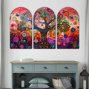 saf colorful tree of life wall art panel set