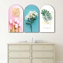 SAF Floral Quote Wall Art 3 Panel Set | Love Each Other, Eternal Love, Oh Baby | Modern MDF Painting for Bedroom Living Room Office Home Wall Décor (30 x 50 Inch) RPNL-68