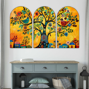 saf folk art tree of life wall painting for living room bedroom hotels