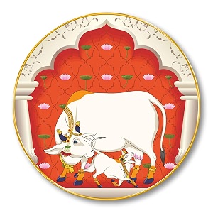 SAF Kamdhenu Cow and Calf Round Wall