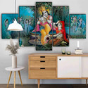 saf Krishna Rasleela 5 Panel Devotional Wall Painting for Living Room & Temple Pack of 5