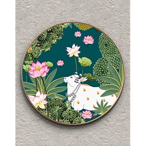 SAF Large Round Pichwai Cow Wall Painting