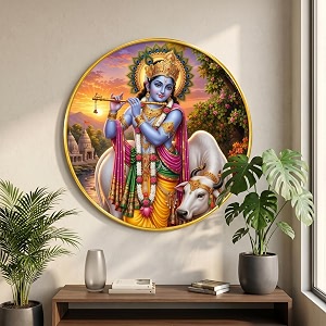 SAF Lord Krishna Wall Painting with PVC