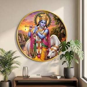 SAF Lord Krishna Wall Painting with PVC
