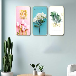 saf modern floral quote wall art  3 panel mdf painting with tulips white blossoms amp green leaf  inspirational love amp nature quotes for living room bedroom office dcor 20 x 35 inch sg-44