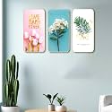 SAF Modern Floral Quote Wall Art – 3 Panel MDF Painting with Tulips, White Blossoms &amp; Green Leaf – Inspirational Love &amp; Nature Quotes for Living Room, Bedroom, Office Décor (20 X 35 Inch) SG-44