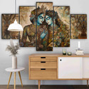 saf Radha Krishna 5 Panel Traditional Art Wall Painting for Living Room Décor Pack of 5