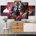 saf Radha Krishna Love Theme 5 Panel Wall Painting for Living Room & Home Décor Pack of 5