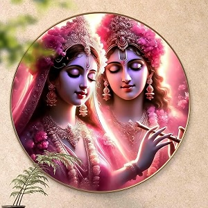 SAF Radha Krishna Round Art Print with