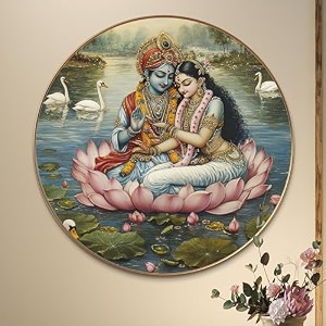 SAF Radha Krishna Round Art Print with