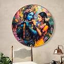 SAF Radha Krishna Round Art Print with