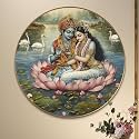 SAF Radha Krishna Round Art Print with