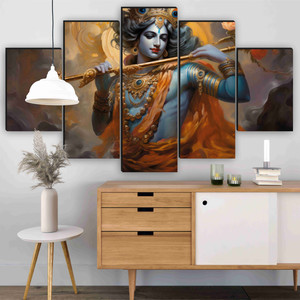 saf radha krishna wall painting  5 panel divine art  spiritual home dcor pack of 5