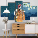 saf Radha Krishna Wall Painting | 5 Panel Divine Art | Spiritual Home Décor Pack of 5