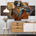 saf Radha Krishna Wall Painting | 5 Panel Divine Art | Spiritual Home Décor Pack of 5