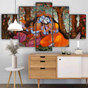 saf Radha Krishna Wall Painting | 5 Panel Divine Art | Spiritual Home Décor Pack of 5