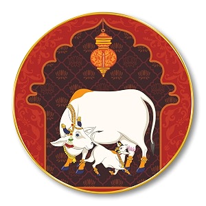 SAF Round Cow and Calf Wall Painting