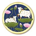 SAF Round Kamdhenu Cow with Lotus Wall