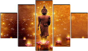 saf buddha standing on lotus 5-panel wall painting  spiritual home decor pack of 5